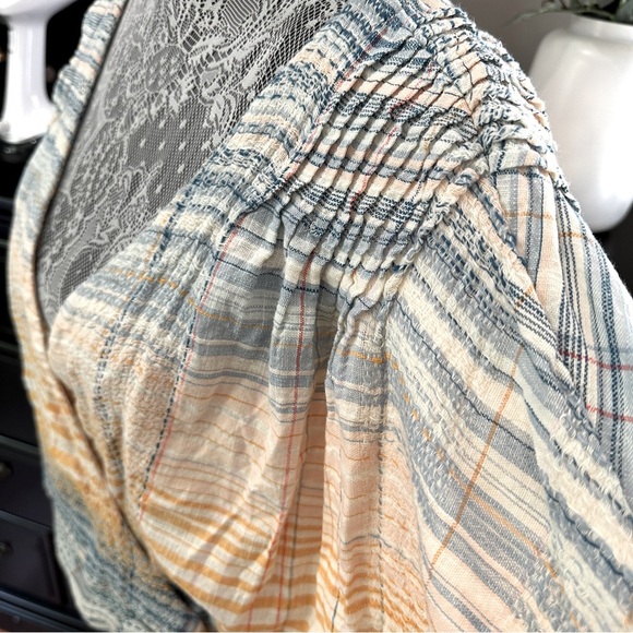 Free People Plaid Boho Crop Blouse Size M - Picture 4 of 16